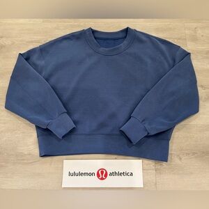 🍋 LULULEMON “Perfectly Oversized Cropped Crew in Softstreme” Pitch Blue - 4